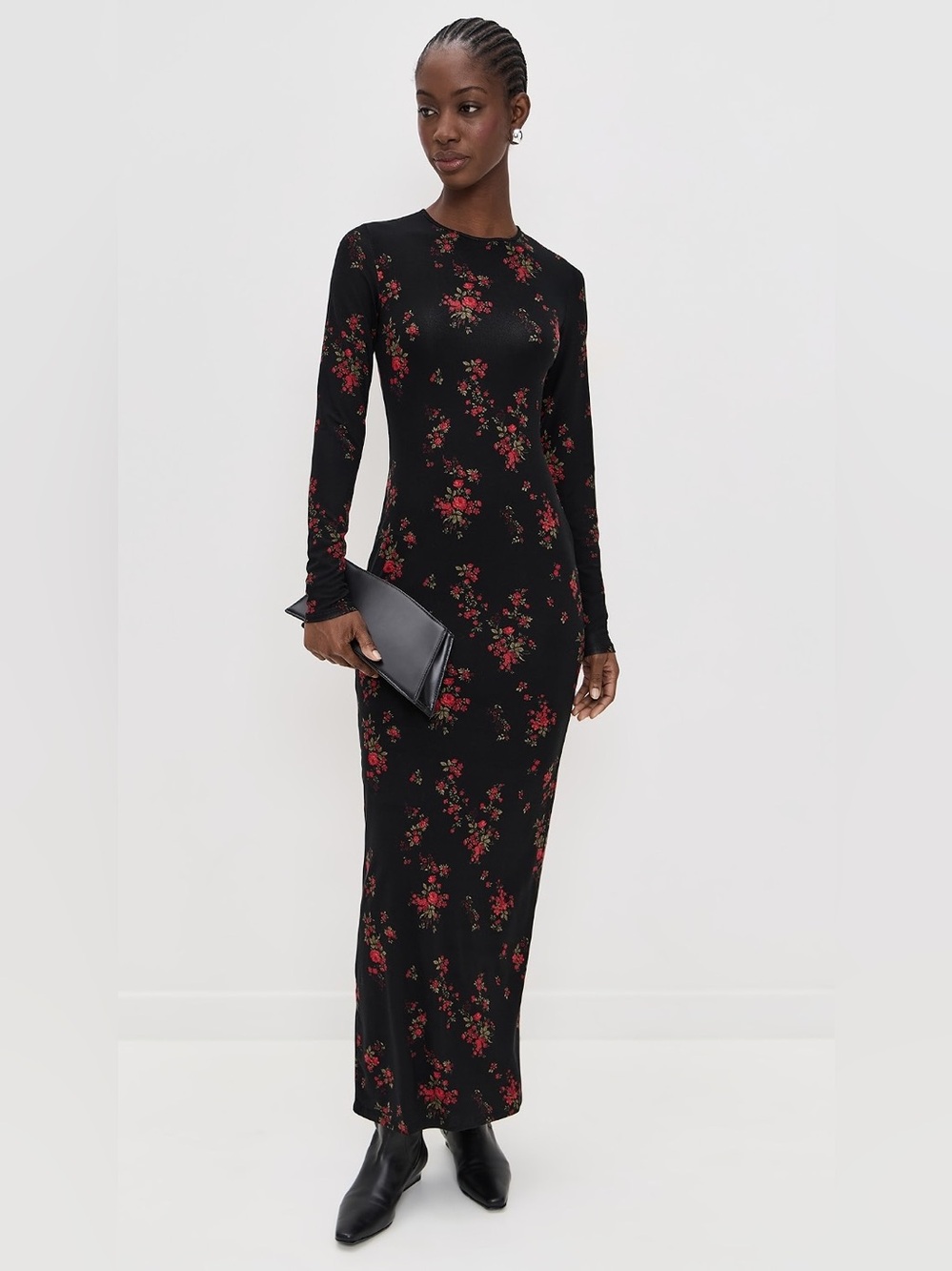 NWT REFORMATION X ANTHROPOLOGIE TOMMIE Black Floral Long Sleeve Maxi Dress